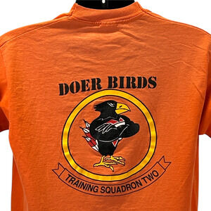 Vintage VT-2 Doerbirds T Shirt US Navy Training Squadron Two USA Orange L Large
